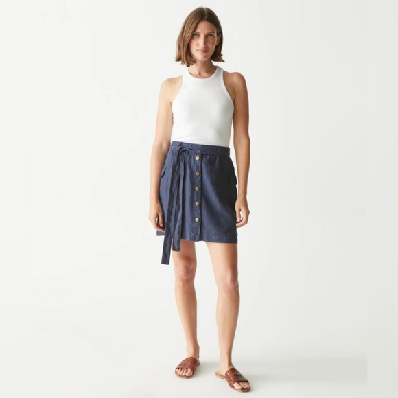 MICHAEL STARS EUC SZ M MARTINA LINEN SKIRT IN ADMIRAL (NAVY) - Picture 2 of 6